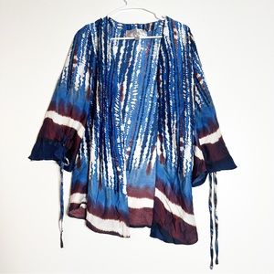 Arae tie dye printed open tunic blouse top